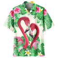 Flamingo Tropical Hawaiian Shirt, Flowers Flamingo Aloha Shirt, Men's Hawaiian Shirt