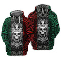 FUNSTUFFPRINT Mexican Aztec Skull Warrior 3D Hoodie and Zip Hoodie