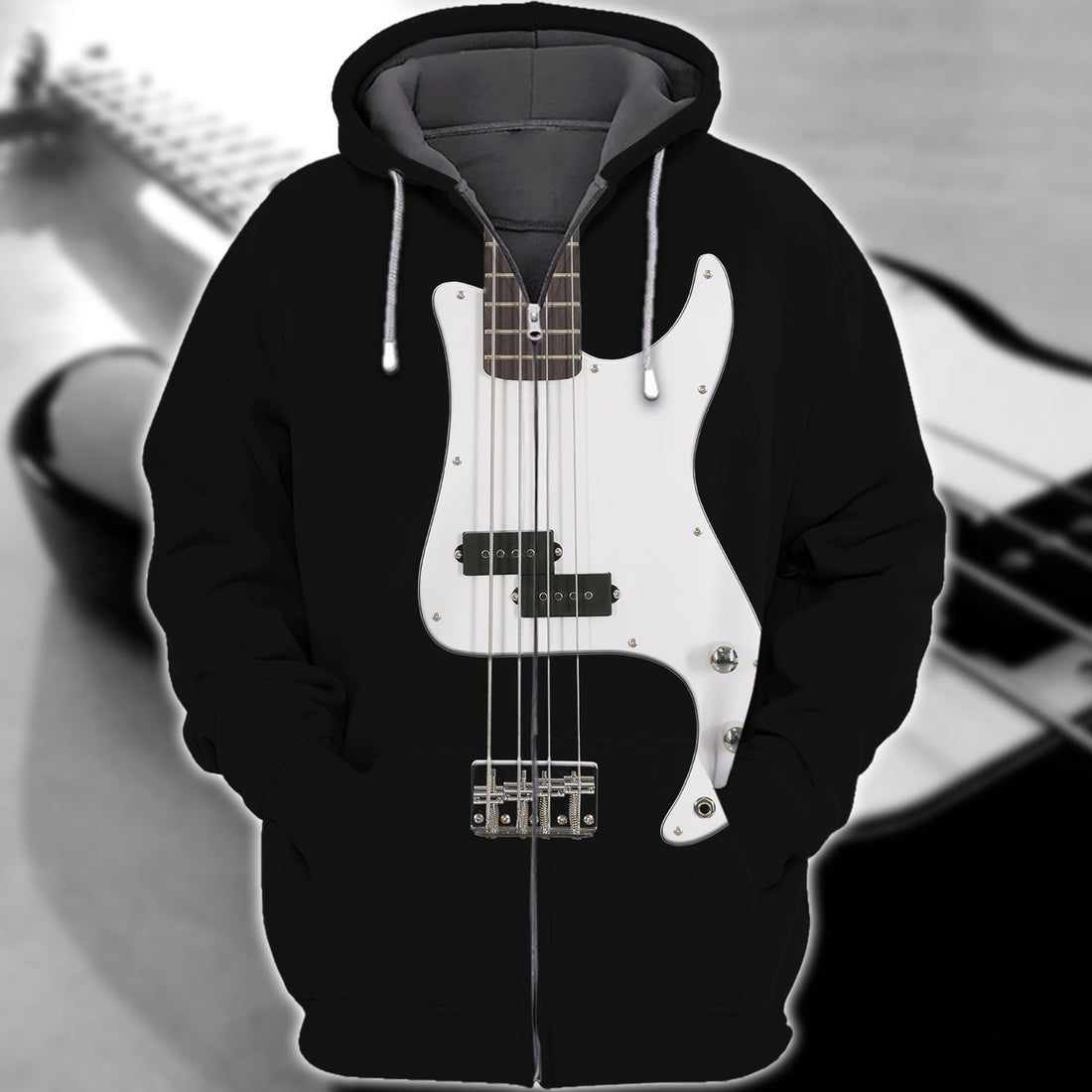 FUNSTUFFPRINT Bass Guitar 3D Full Print 196 3D Hoodie and Zip Hoodie