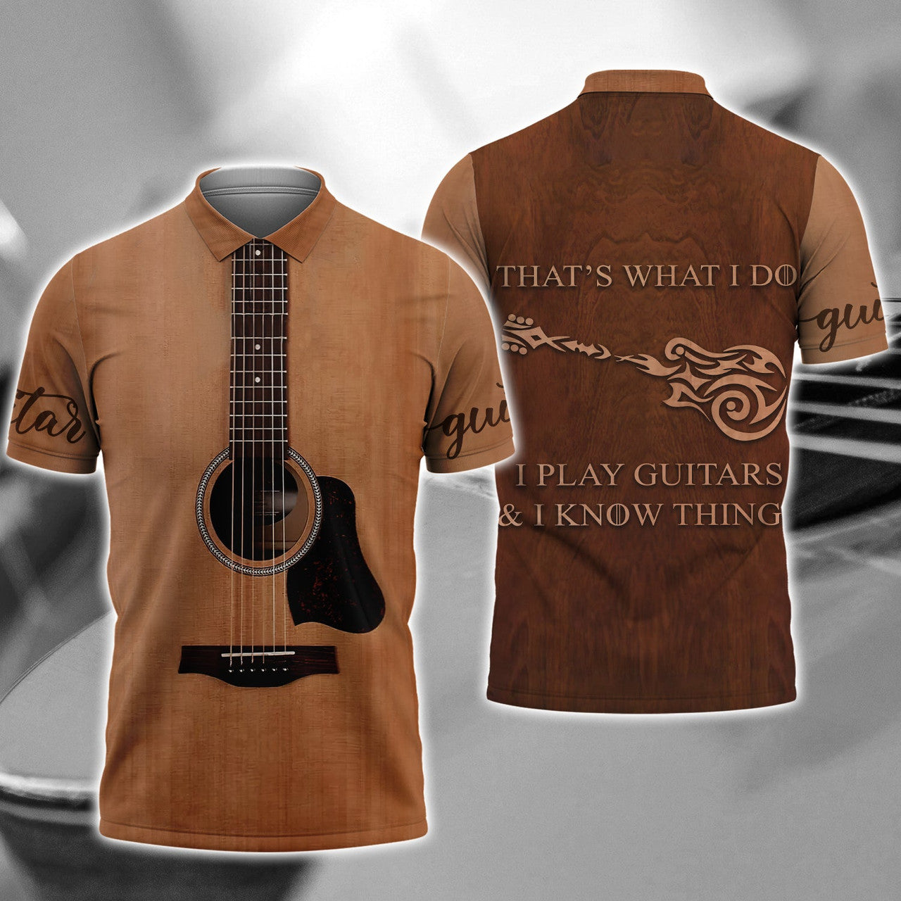 FUNSTUFFPRINT I Play Guitars And I Know Things 3D All Over Print Polo Shirt Size S-5XL