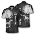 Custom 1000 Years Mummies Custom Bowling Jerseys for Men, Personalized Bowling Skull Zipper Polo Shirt, Gift for Bowler
