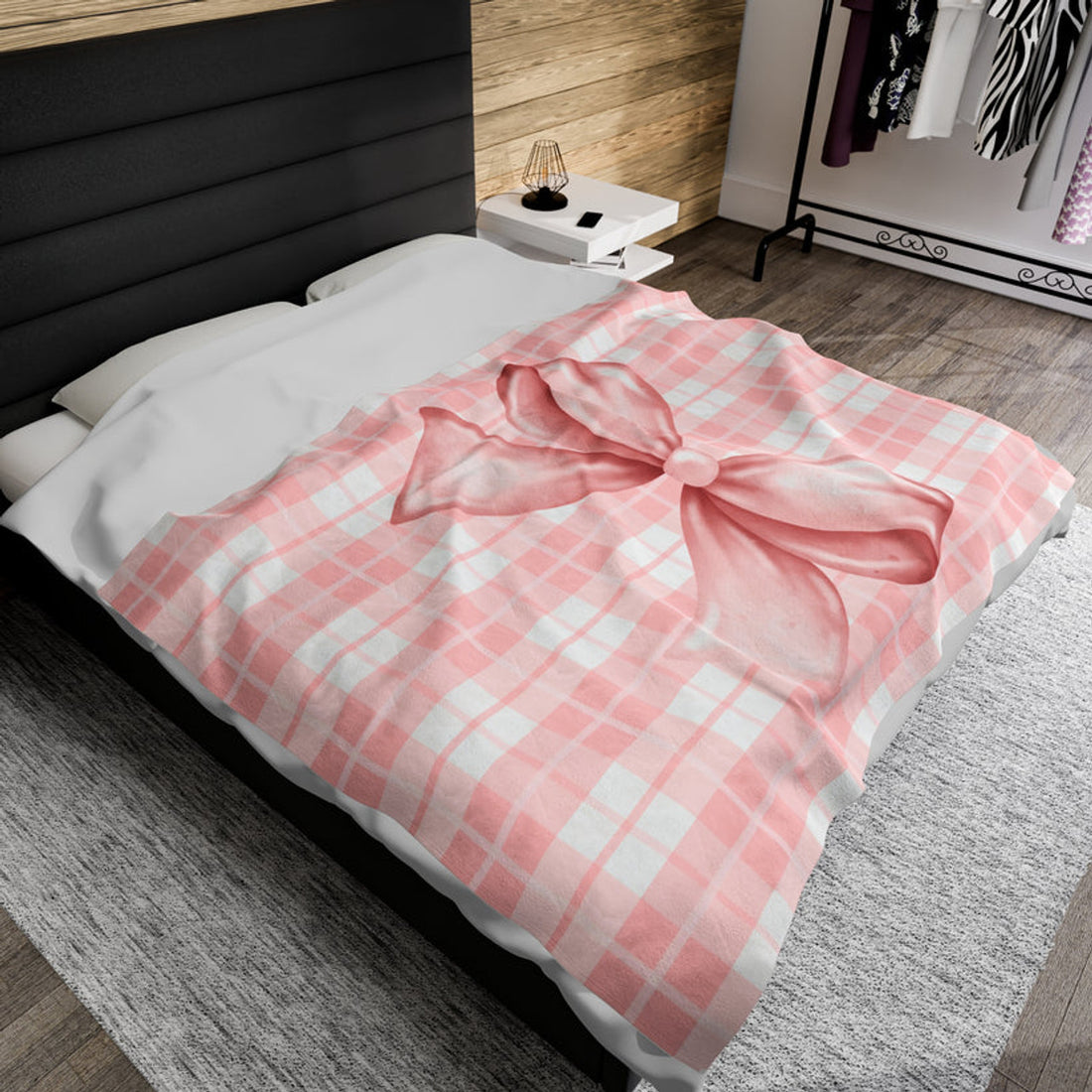 FUNSTUFFPRINT Plush Blanket - Pink Plaid 'You Are the Gift' Design