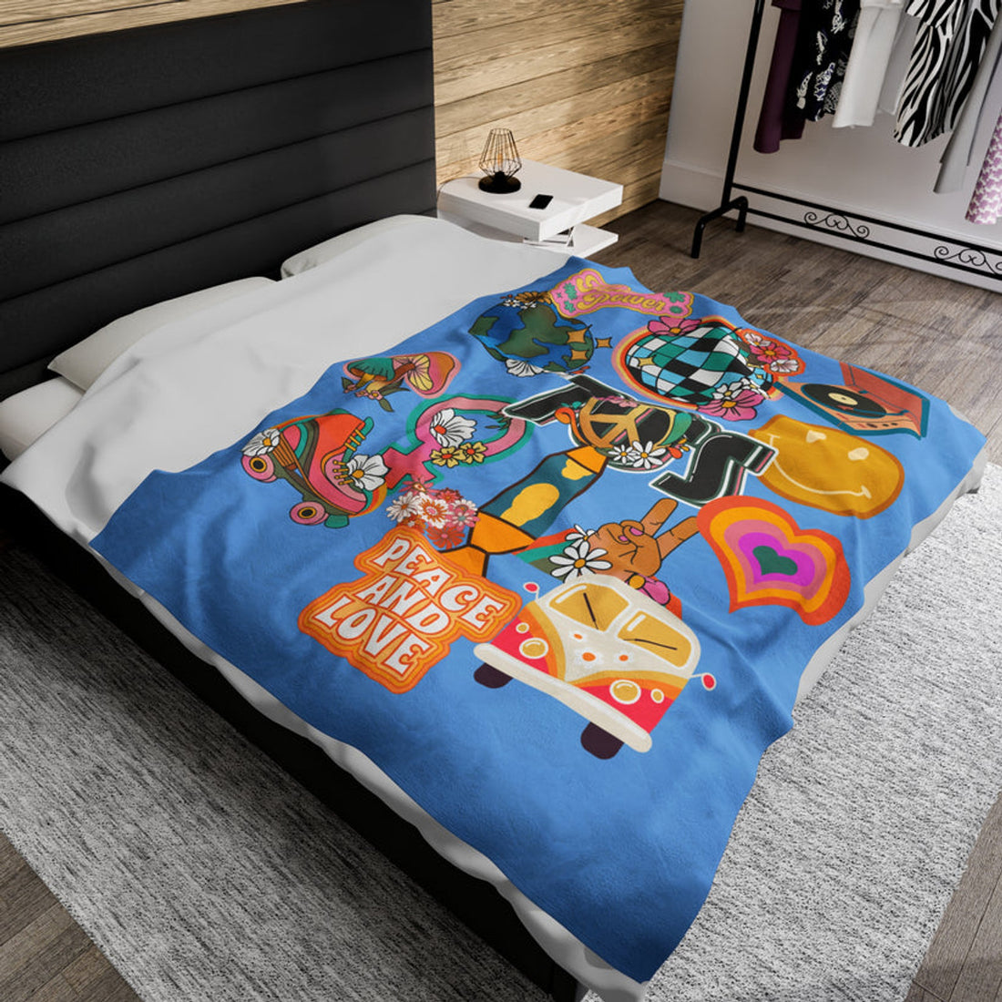 FUNSTUFFPRINT The 70’s Velveteen Plush Blanket