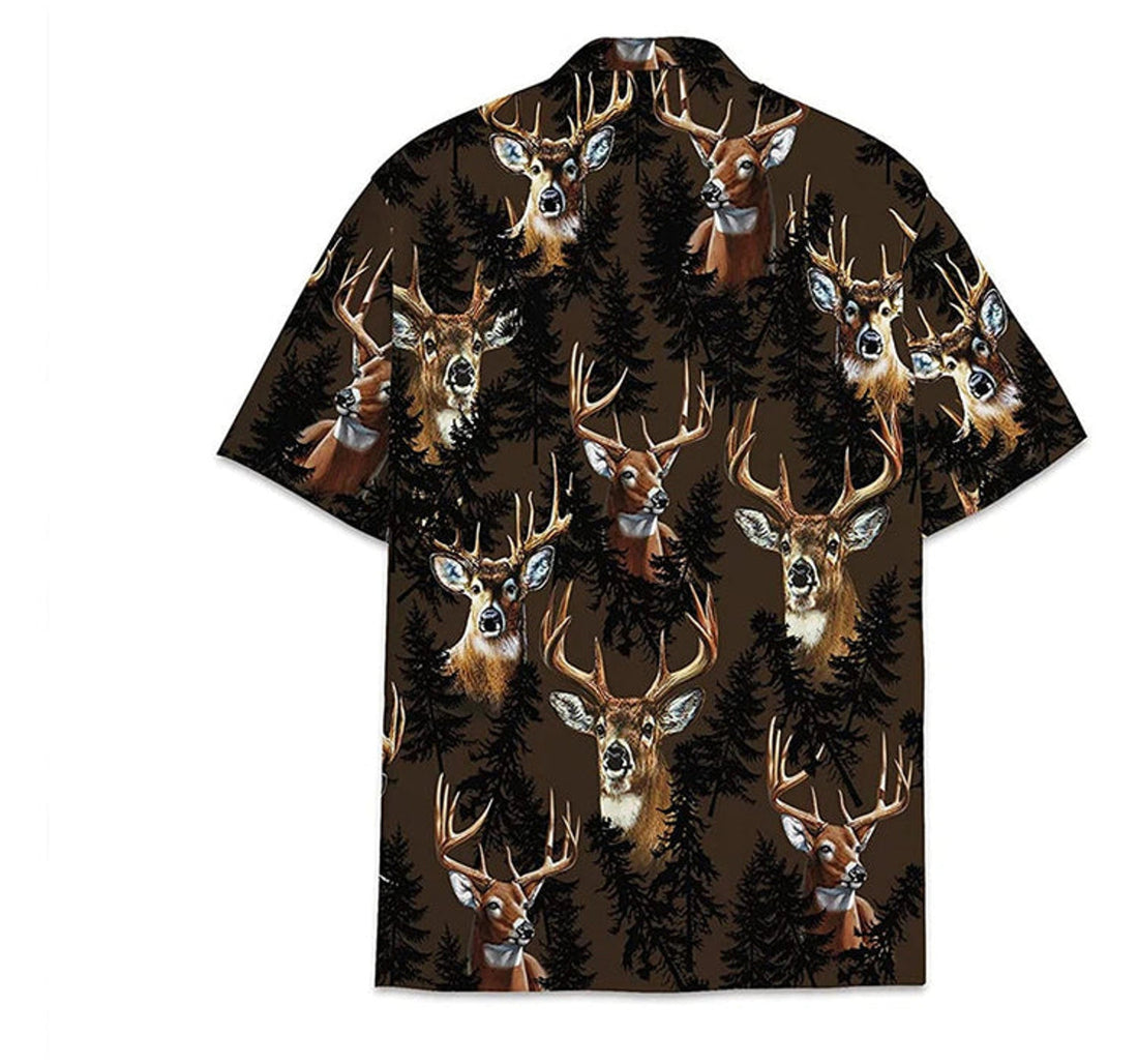 Deer Hunting Pattern Short Tall Hawaiian Shirt, Button Up Aloha Shirt For Men, Women