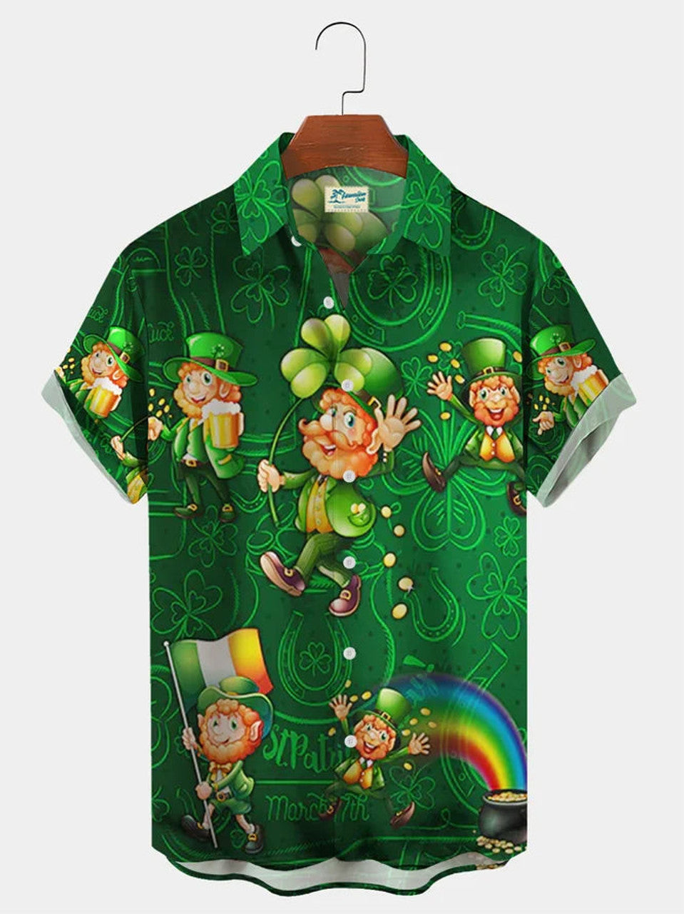 Men's Irish Leprechaun St. Patrick's Day Hawaiian Shirt, gift for Patrick's day