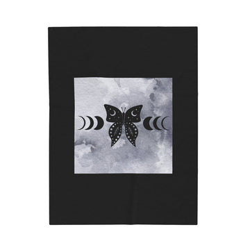 FUNSTUFFPRINT Moth Moon Velveteen Plush Blanket