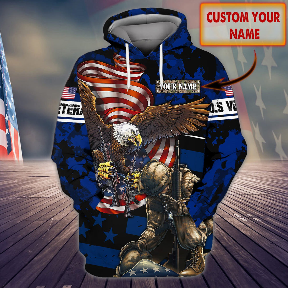 FUNSTUFFPRINT Veteran - Personalized Name - Dah 83 3D Hoodie and Zip Hoodie