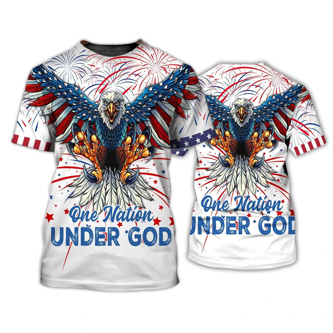 FUNSTUFFPRINT Independence Day Is Coming Ealge One Nation Under God 3D Full Print 3D T-shirt