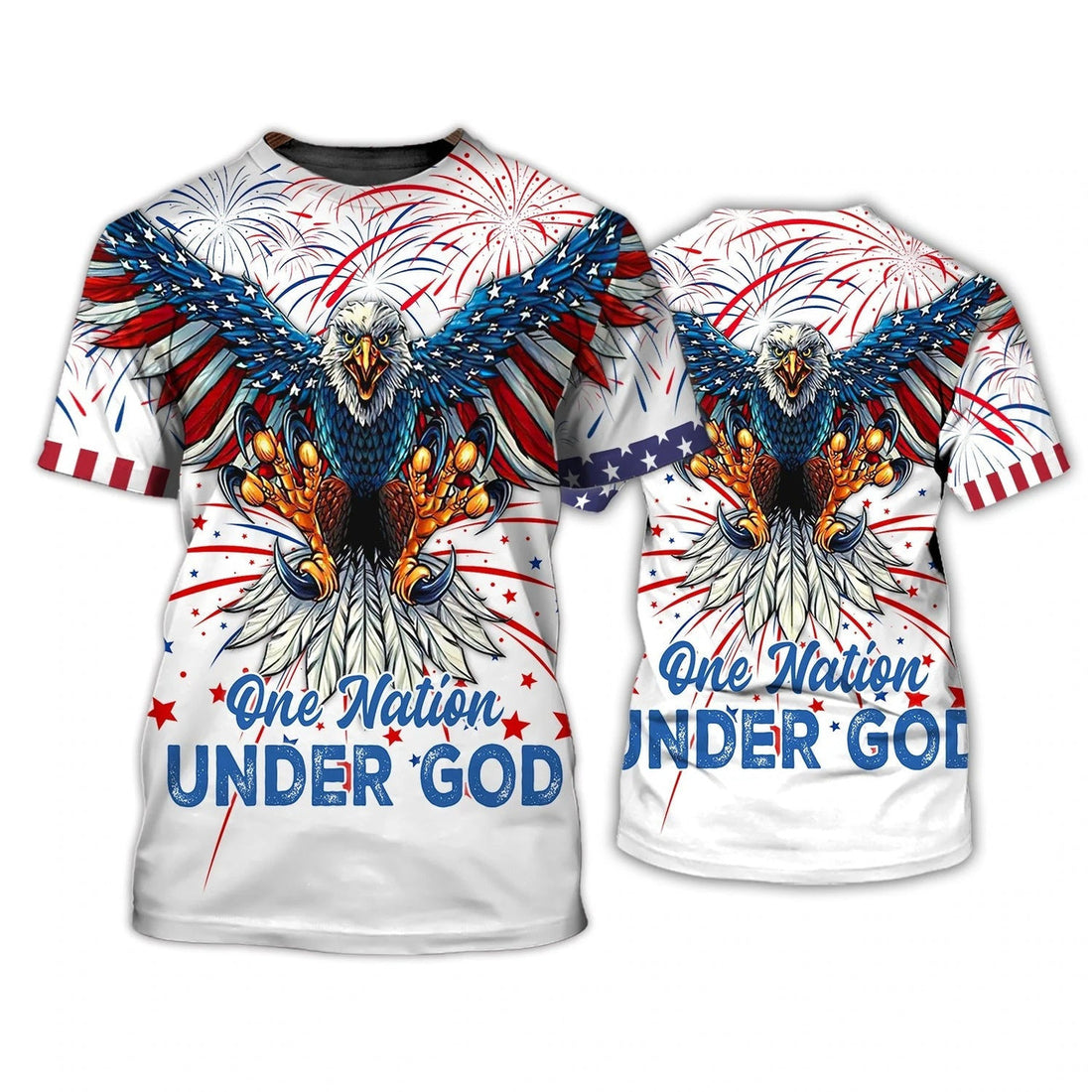FUNSTUFFPRINT Independence Day Is Coming Ealge One Nation Under God 3D Full Print 3D T-shirt