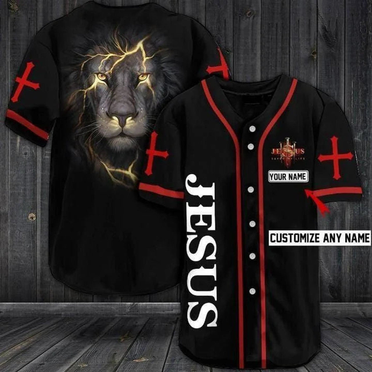 Personalized Jesus Baseball Jersey - Lion Baseball Jersey - Gift For Christians - Custom Printed 3D Baseball Jersey Shirt For Men and Women
