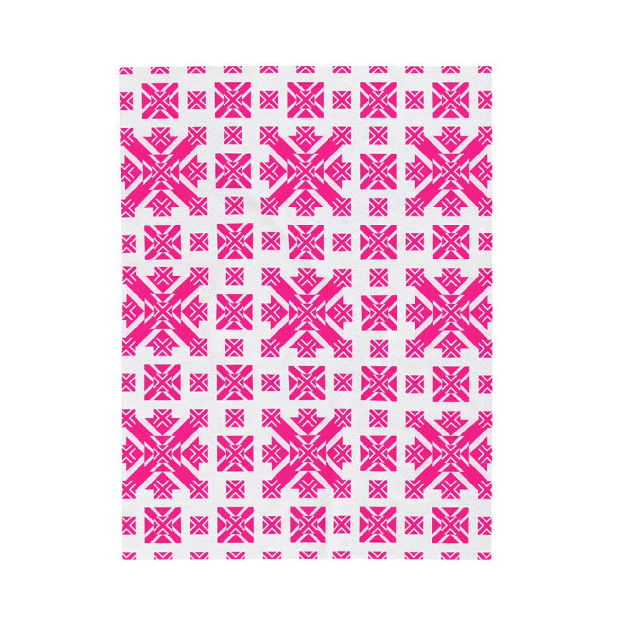 FUNSTUFFPRINT Pink Argyle Snowflake Velveteen Plush Blanket