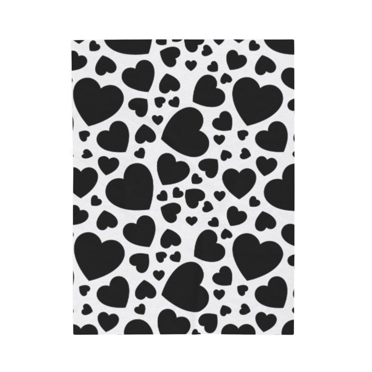 FUNSTUFFPRINT Black White Valentine Hearts Velveteen Plush Blanket