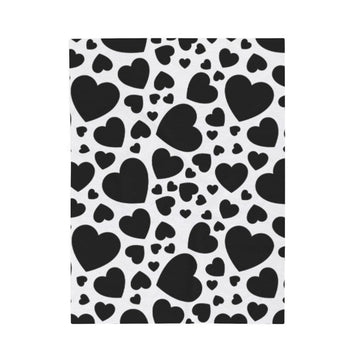 FUNSTUFFPRINT Black White Valentine Hearts Velveteen Plush Blanket