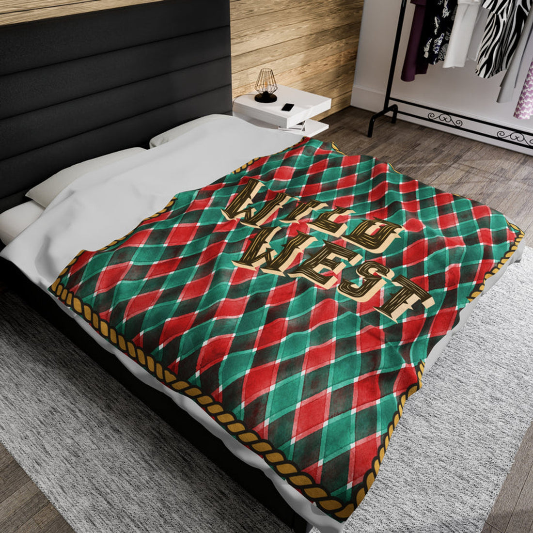 FUNSTUFFPRINT Wild West Velveteen Plush Blanket