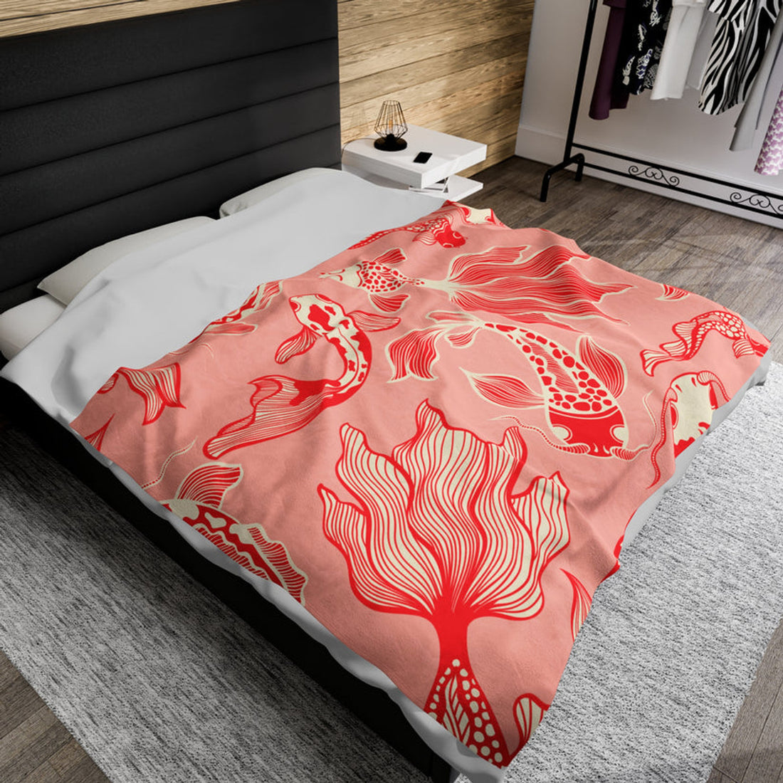 FUNSTUFFPRINT Koi Velveteen Plush Blanket