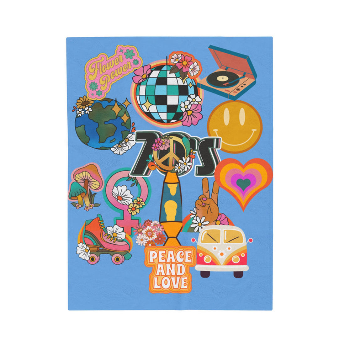 FUNSTUFFPRINT The 70’s Velveteen Plush Blanket