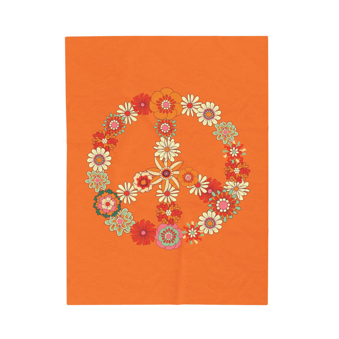 FUNSTUFFPRINT Peace Flowers Velveteen Plush Blanket