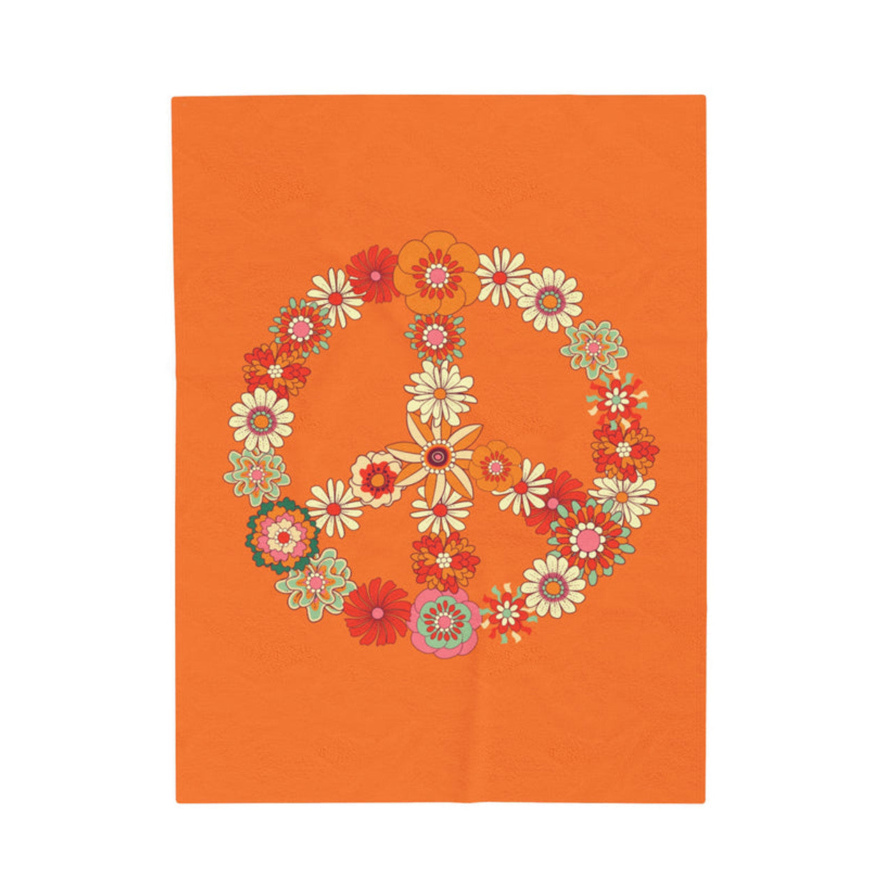 FUNSTUFFPRINT Peace Flowers Velveteen Plush Blanket