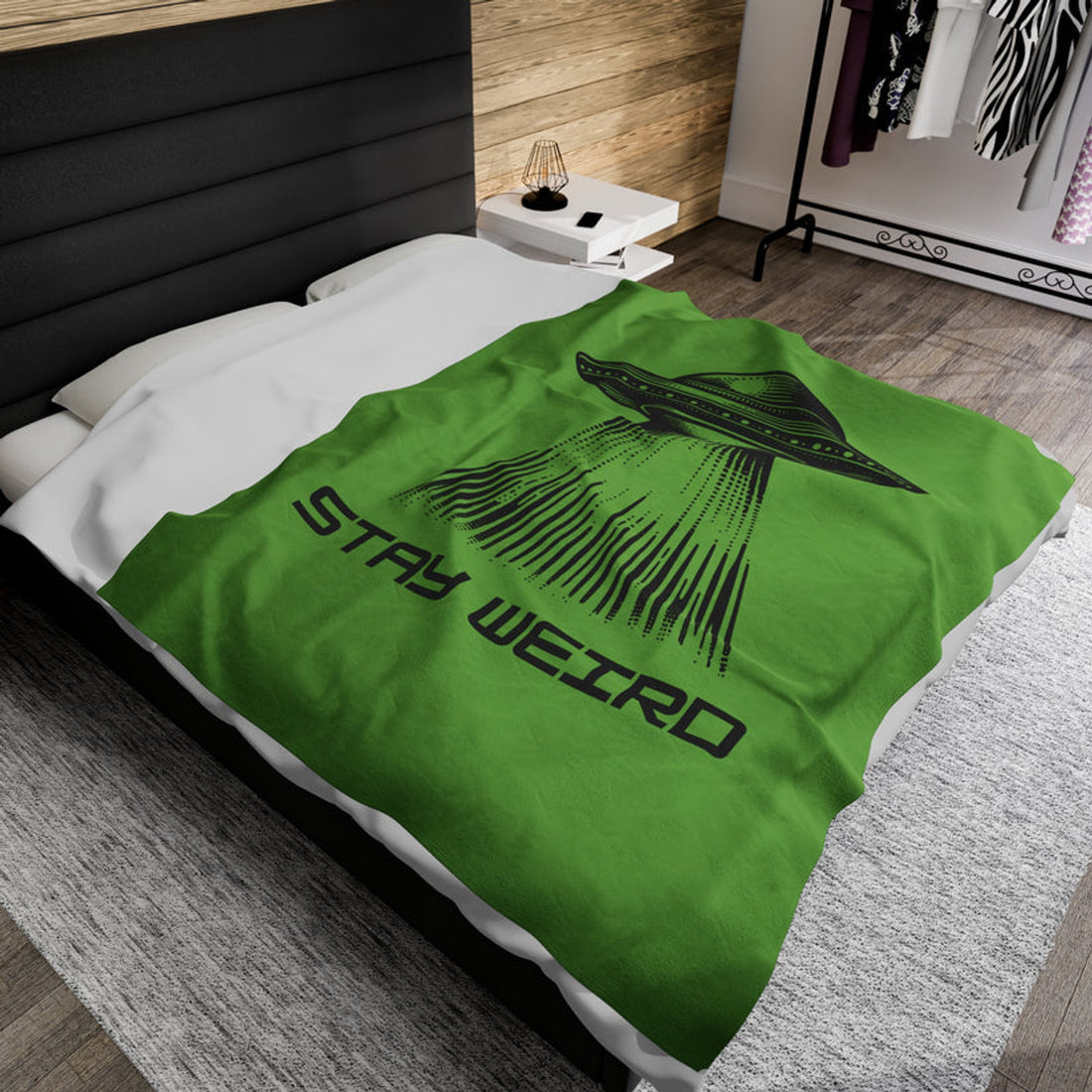 FUNSTUFFPRINT Stay Weird Velveteen Plush Blanket