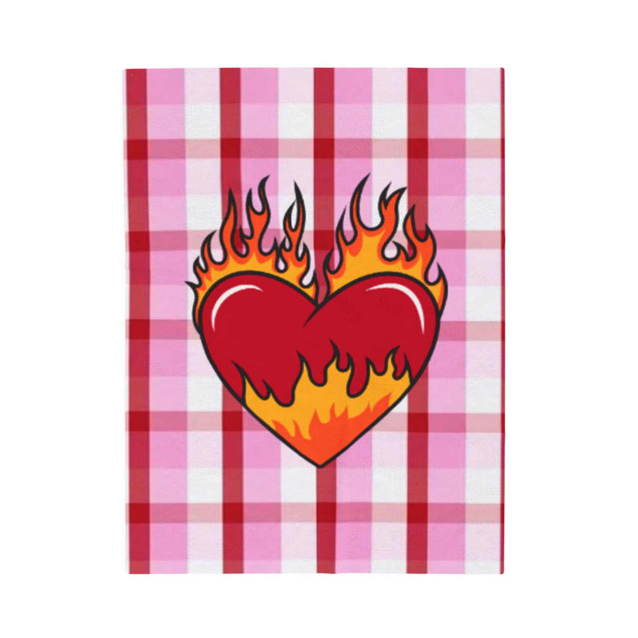 FUNSTUFFPRINT Burning Heart Valentine Velveteen Plush Blanket