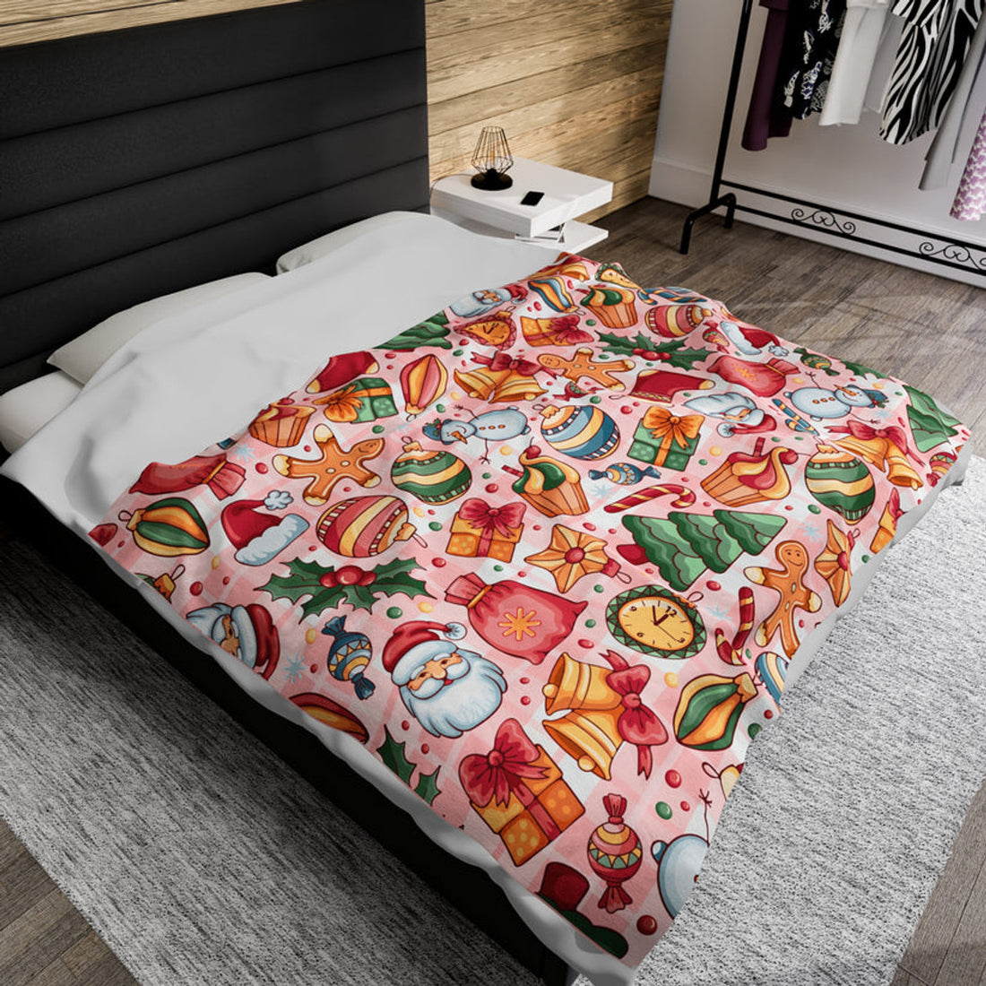 FUNSTUFFPRINT Gingerbread Christmas Velveteen Plush Blanket