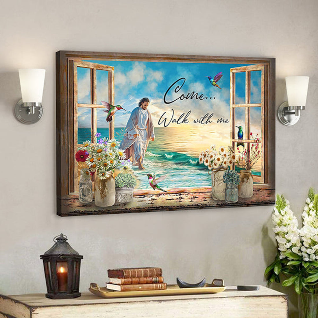 Bible Verse Canvas - Scripture Wall Decor - Christian Canvas Wall Art - Come Walk With Me Canvas Poster 