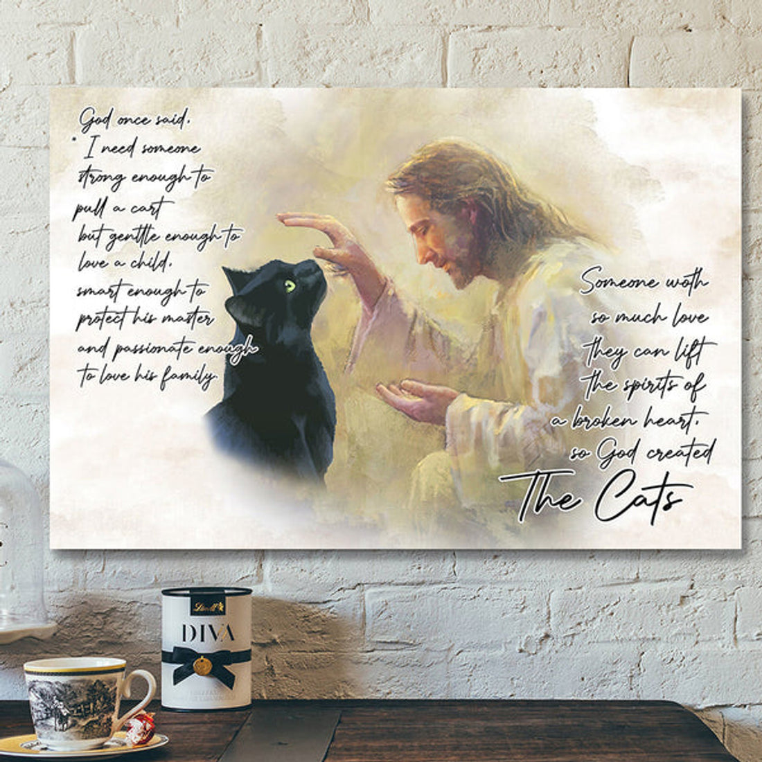 Jesus and The Cat Canvas Art - God Once Said Canvas Poster - Scripture Canvas - Bible Verse Canvas Painting 