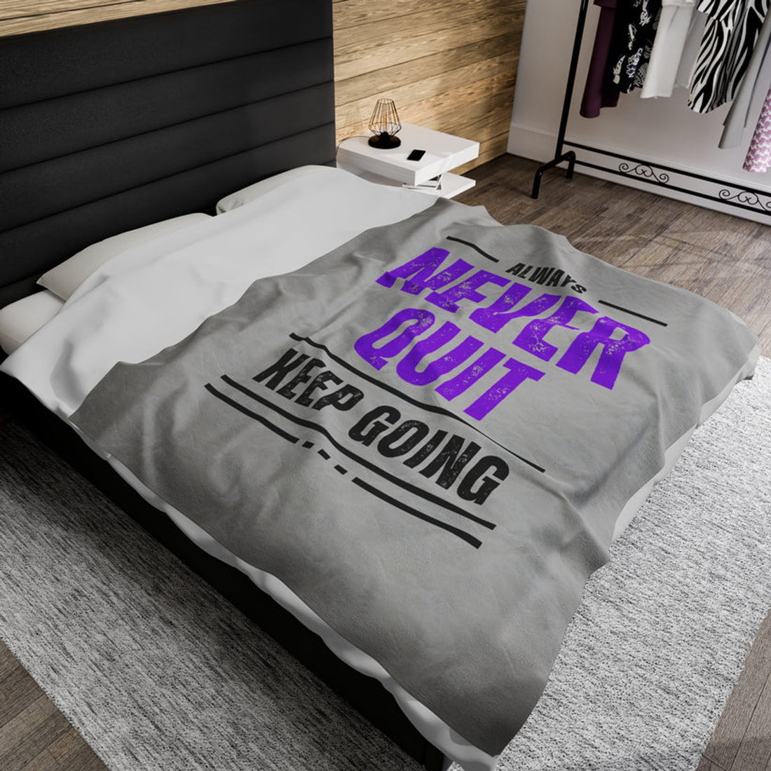 FUNSTUFFPRINT Keep Going Velveteen Plush Blanket
