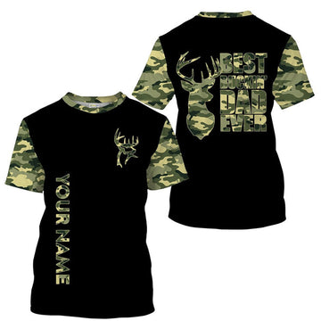 FUNSTUFFPRINT Best Buckin' Dad Ever Camo Hunting Custom Name 3D Full Printing Hunting Shirts, Hunting Apparel, Gift For Hunter Dad 3D T-shirt