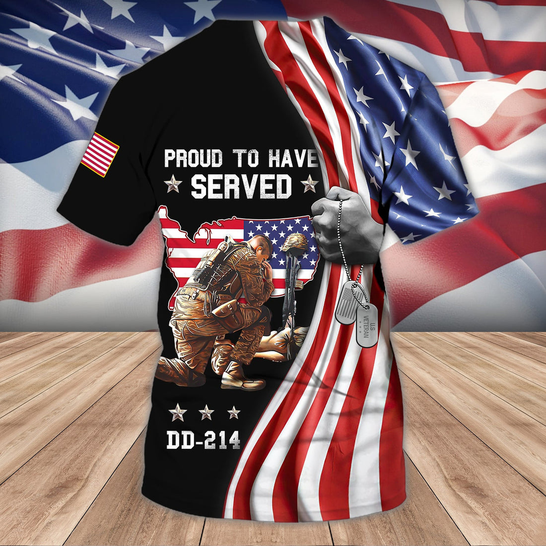 FUNSTUFFPRINT Veteran - DD 214 - Personalized Name 3D T-Shirt