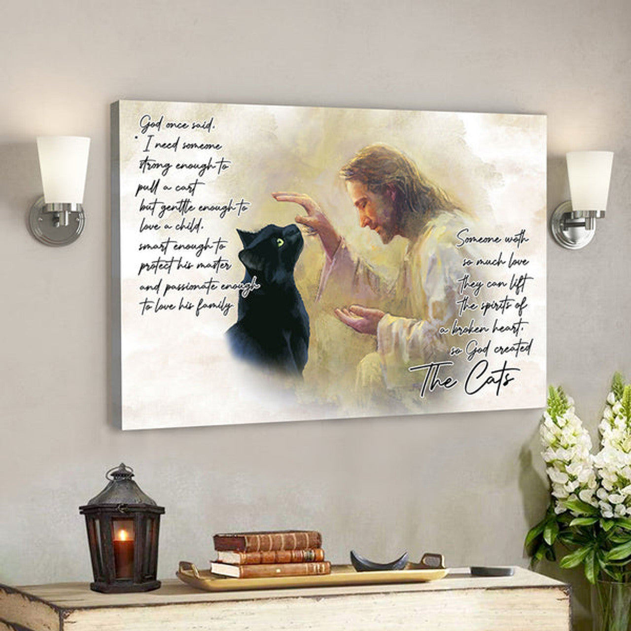 Jesus and The Cat Canvas Art - God Once Said Canvas Poster - Scripture Canvas - Bible Verse Canvas Painting 