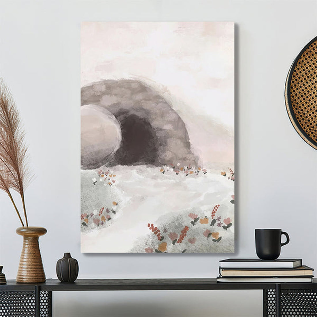 He is Risen - Empty Tomb Resurrection Wall Art - Easter Canvas - Easter Wall Decor - Christian Canvas - Jesus Home Decor 