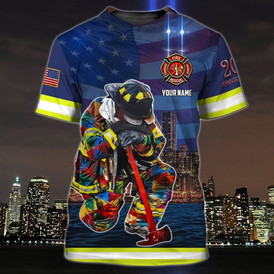 FUNSTUFFPRINT Personalized Name 3D T-Shirt 9 11Never Forget Firefighter 3D Shirt, All Gave Some Some Gave All 3D T-shirt