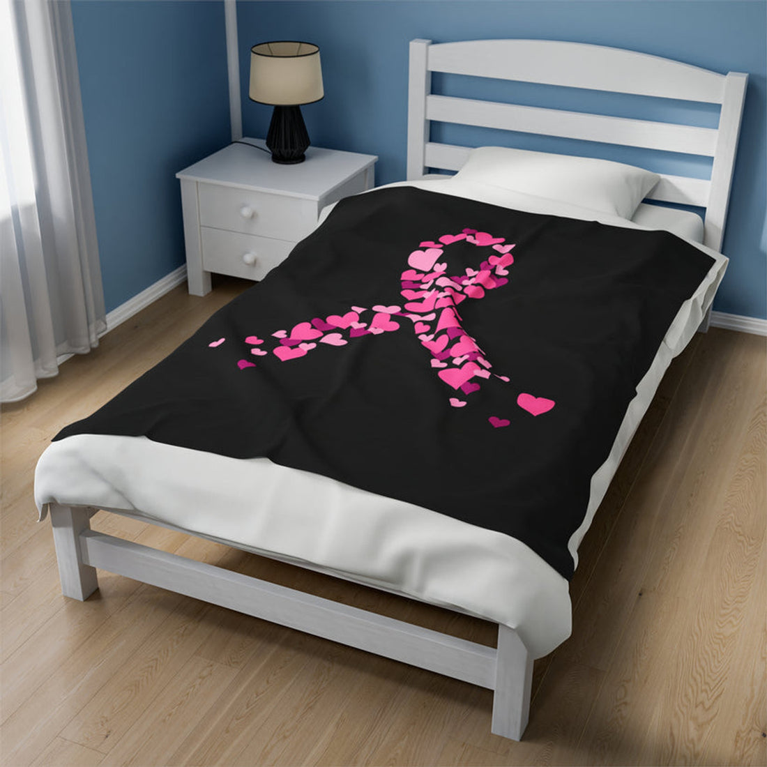 FUNSTUFFPRINT Breast Cancer Support Velveteen Plush Blanket