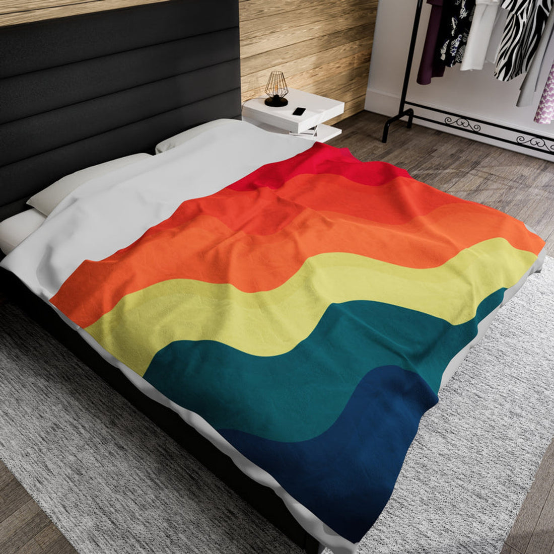 FUNSTUFFPRINT Prime Waves Velveteen Plush Blanket