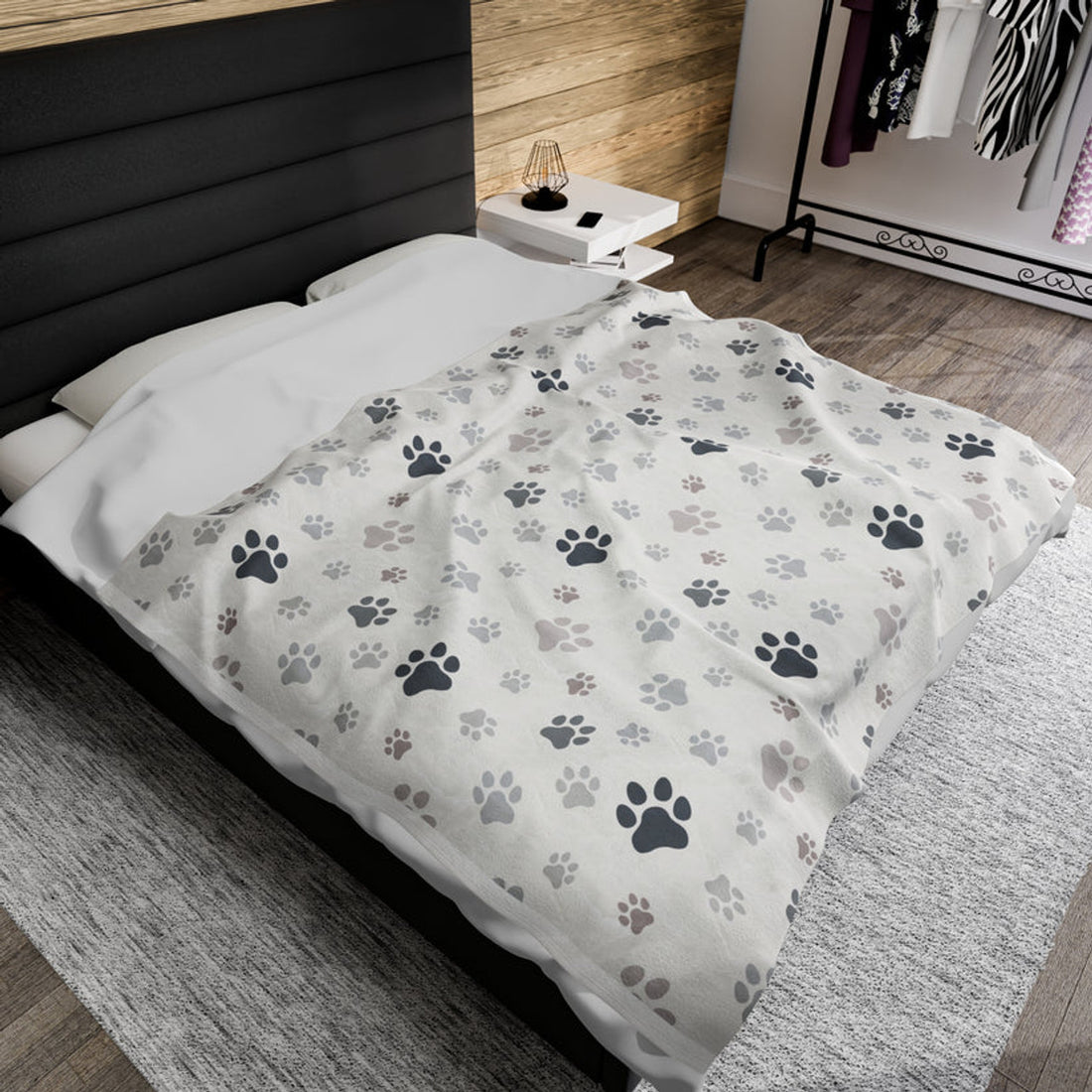 FUNSTUFFPRINT Paws Velveteen Plush Blanket