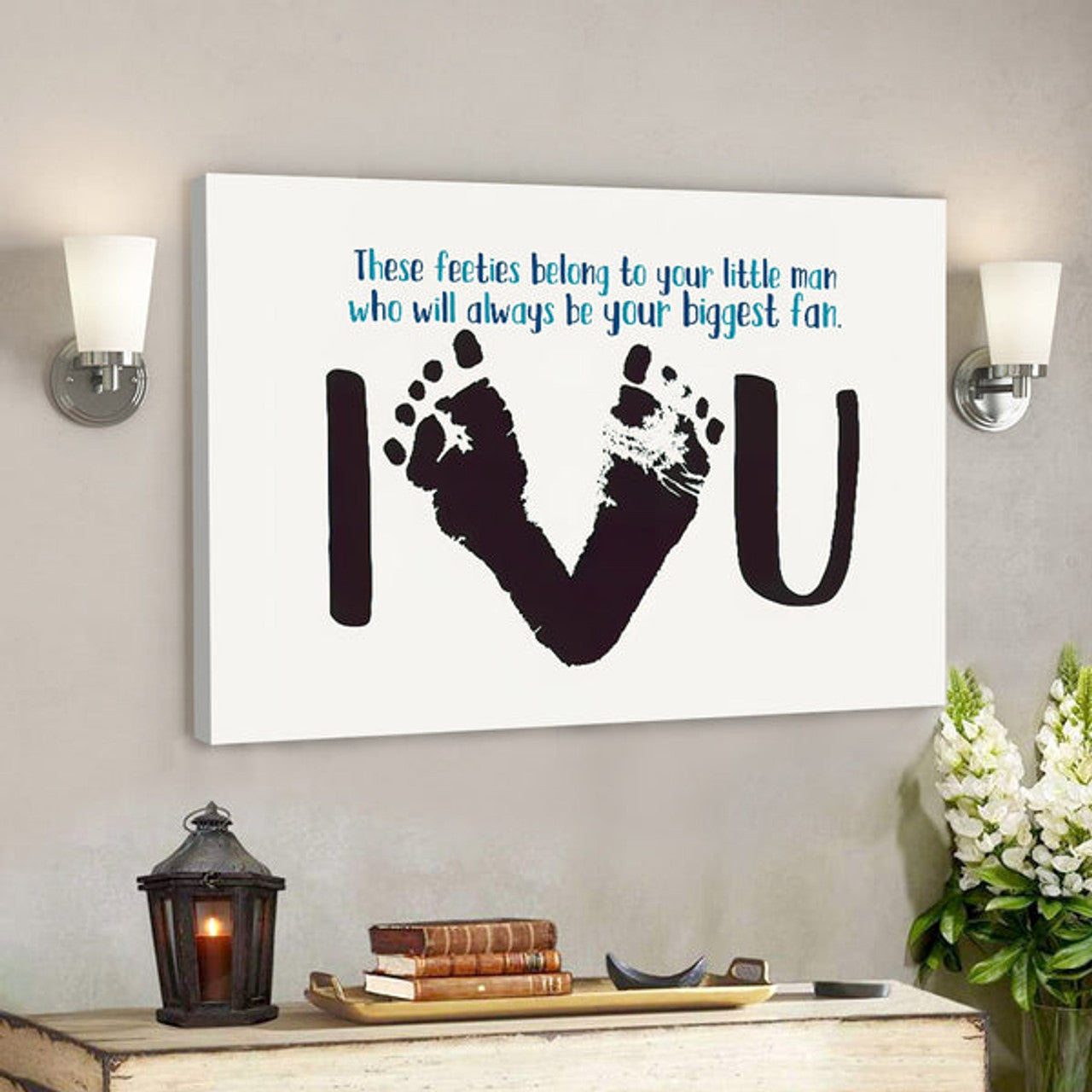 The Feeties Belong To Your Little Man - Father's Day Canvas Art - Best Gift For Dad 