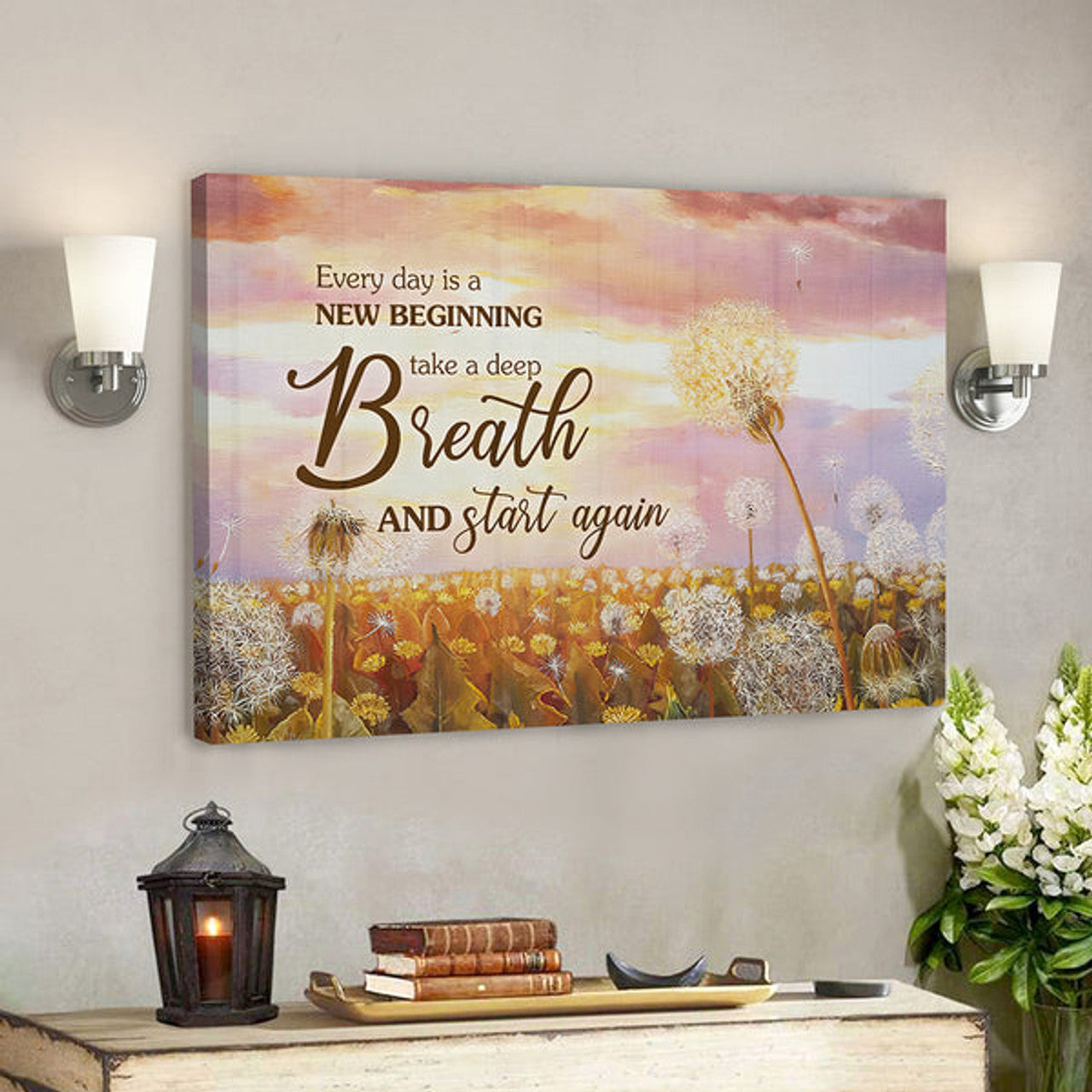 Every Day Is A New Beginning Take A Deep Breath And Start Again - Christian Canvas Wall Art - Jesus Canvas - Scripture Canvas Wall Art 