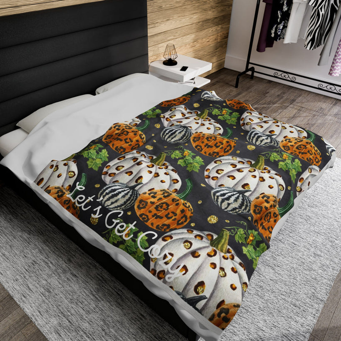 FUNSTUFFPRINT Let’s Get Cozy Velveteen Plush Blanket