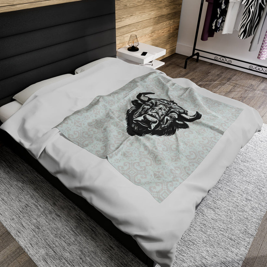 FUNSTUFFPRINT Bison Design Velveteen Plush Blanket