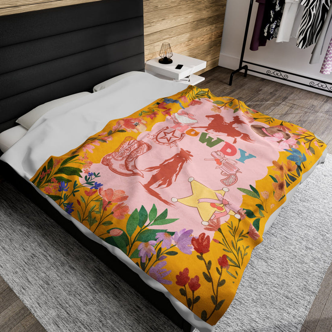 FUNSTUFFPRINT Howdy Velveteen Plush Blanket