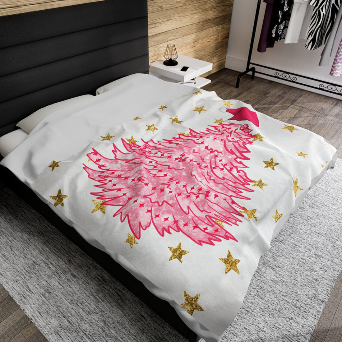 FUNSTUFFPRINT Pink Tree Velveteen Plush Blanket