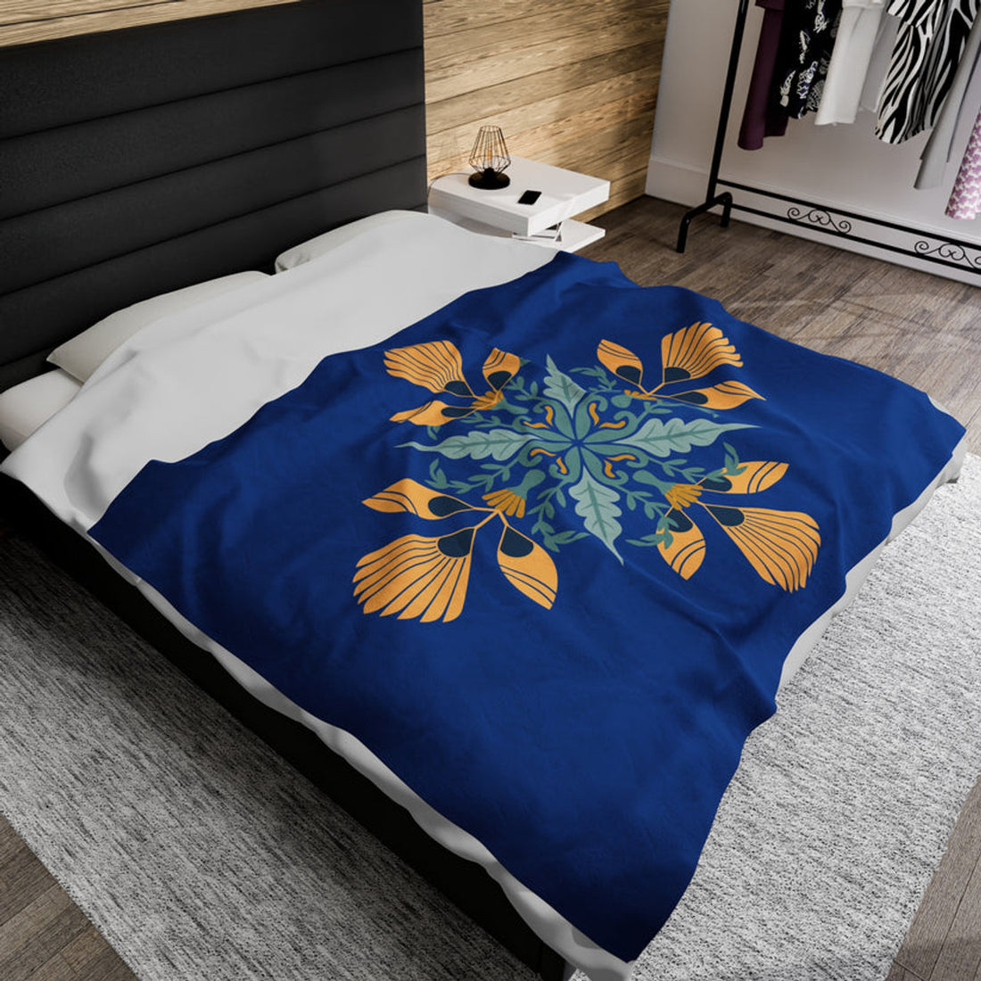 FUNSTUFFPRINT Deco Fleur Velveteen Plush Blanket