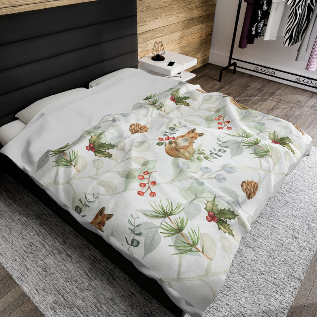 FUNSTUFFPRINT Foxy Velveteen Plush Blanket