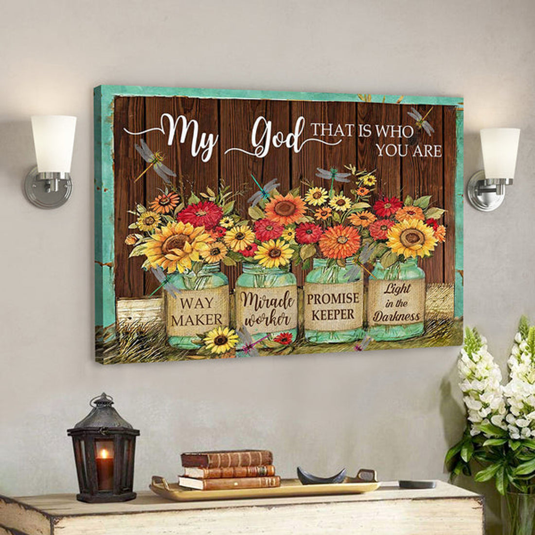 Jesus Canvas Art - Bible Canvas - Christian Canvas Wall Art - Dragonfly And Flower Canvans Poster 