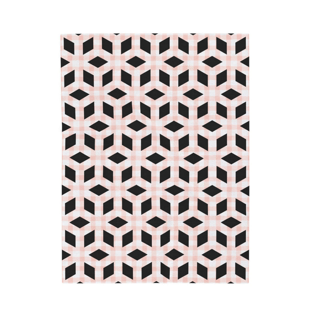 FUNSTUFFPRINT Pink Black Geometric Velveteen Plush Blanket
