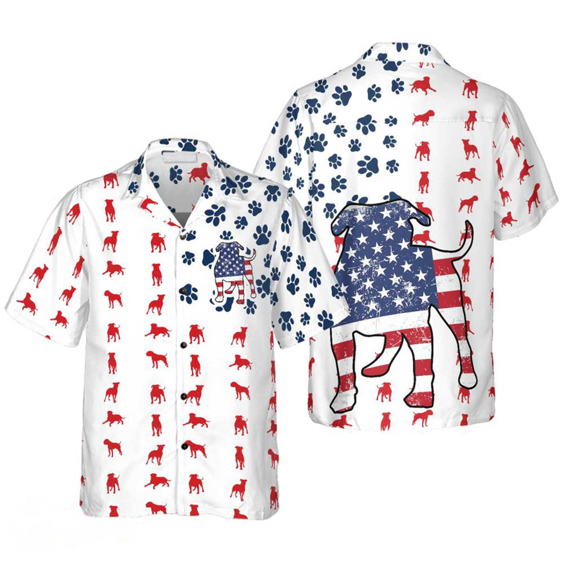 Bulldog Aloha Hawaiian Shirts For Summer, Bulldogs American Flag Hawaiian Shirt For Men Women, Gift For Dog Lovers, 4th Of July Apparel