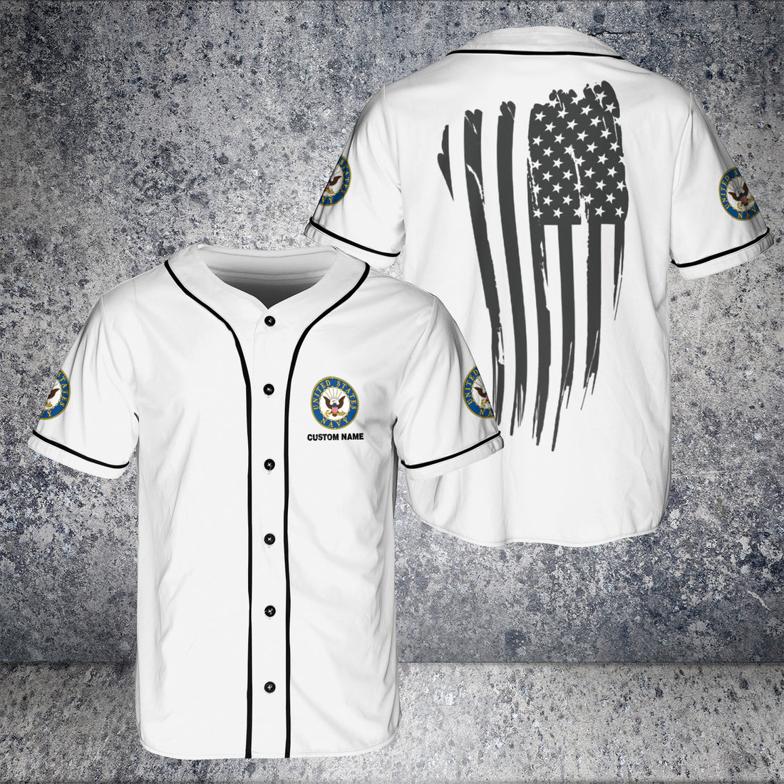 Custom Name United States Navy Casual US Flag 3D BaseBall Jersey