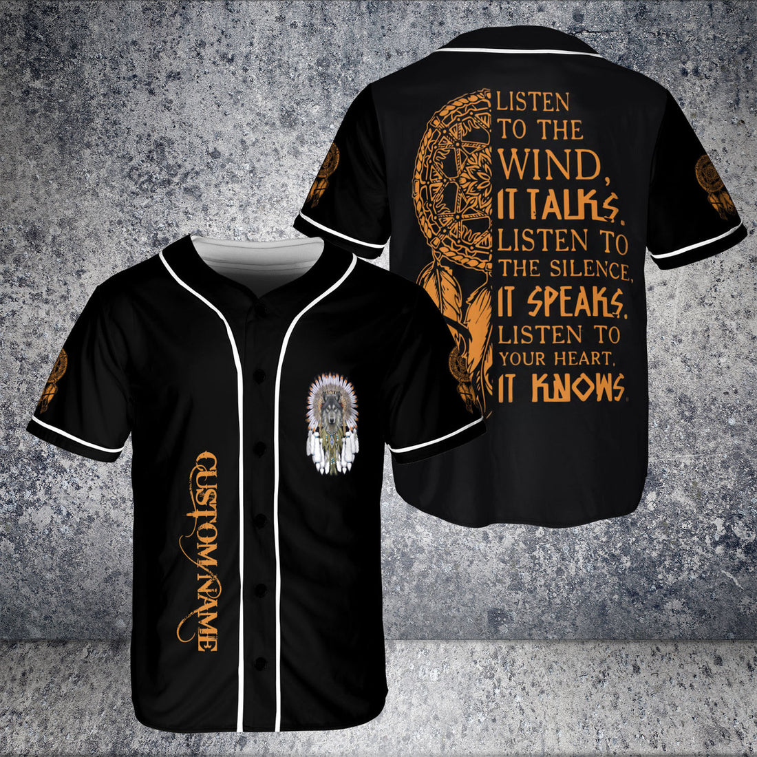 Custom Name Native American Headdress Wolf Cherokee Pride Tribe Baseball Jersey