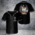 Custom Name My Savior American Flag Jesus Christian Angel Wings 3D BaseBall Jersey